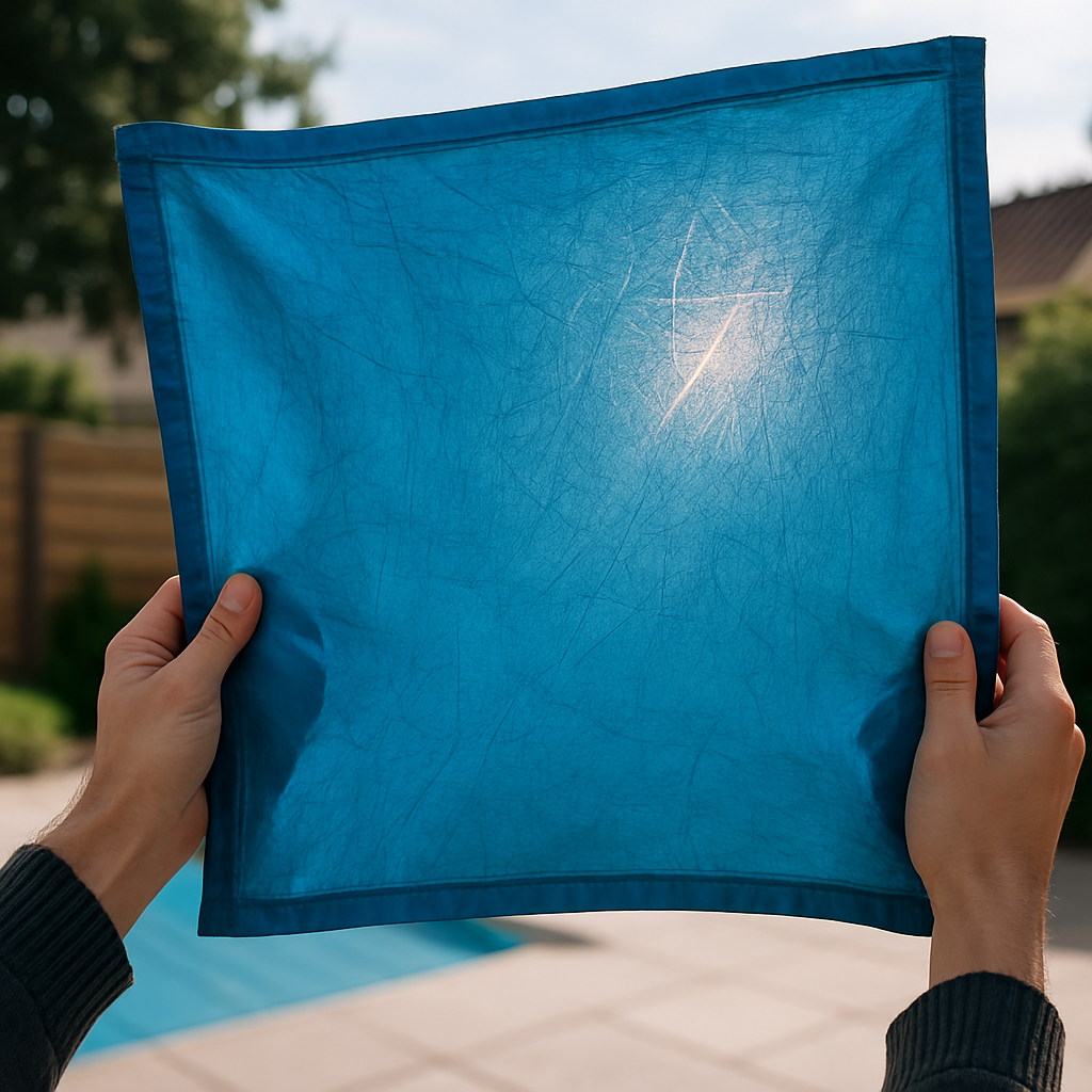 Abdeckung gegen Licht gehalten: Feinrisse und dünne Stellen werden durch Gegenlicht sichtbar