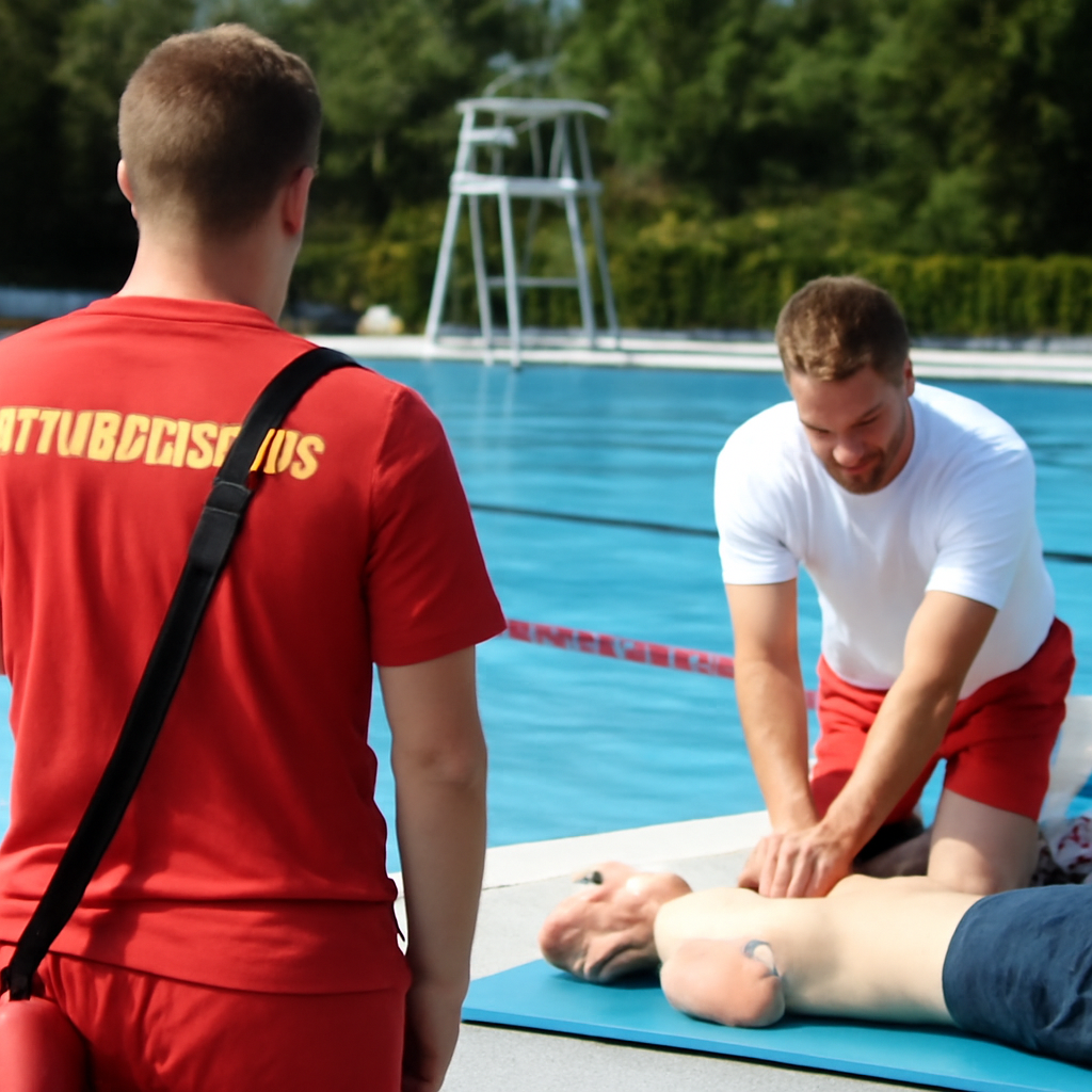 Rettungsdienst-Übung im Freibad