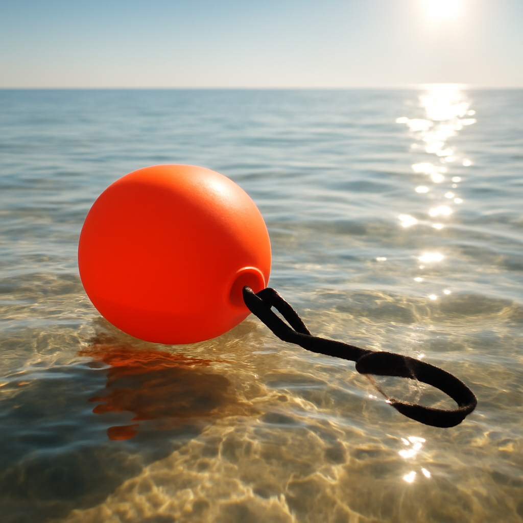 Boje sichtbar im Flachwasser, Sonnenreflex auf dem Wasser