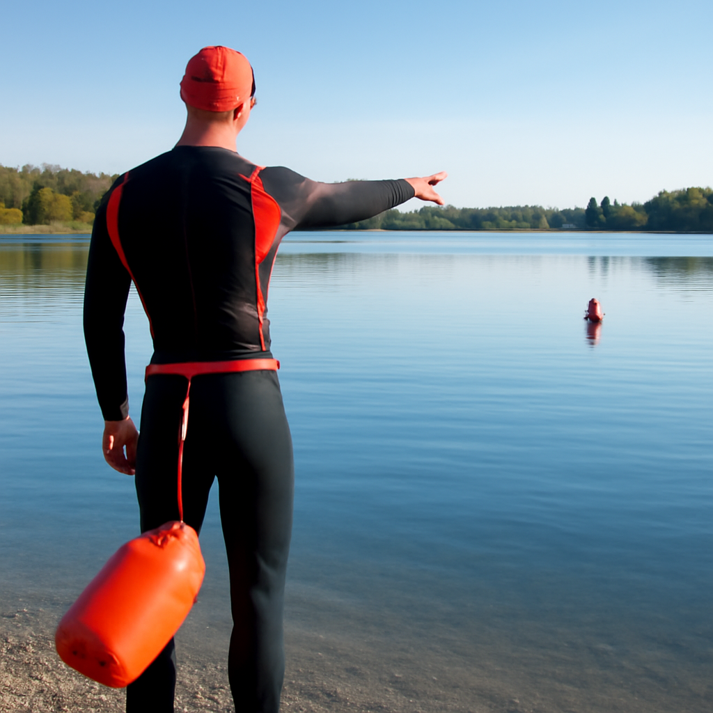 Orientierung am Seeufer mit Boje und Landmarken