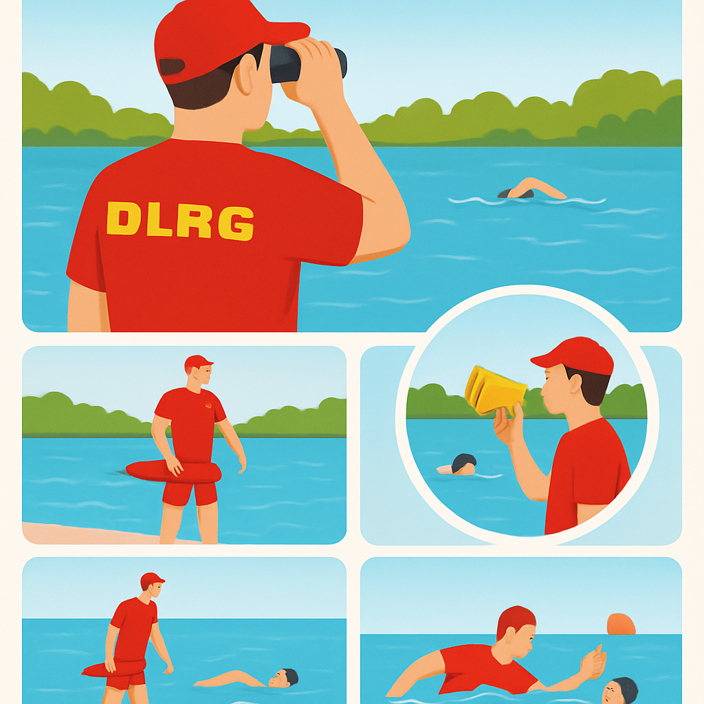 DLRG-Aufsicht-Infografik: Infografik zur sicheren Aufsicht im Freibad oder See