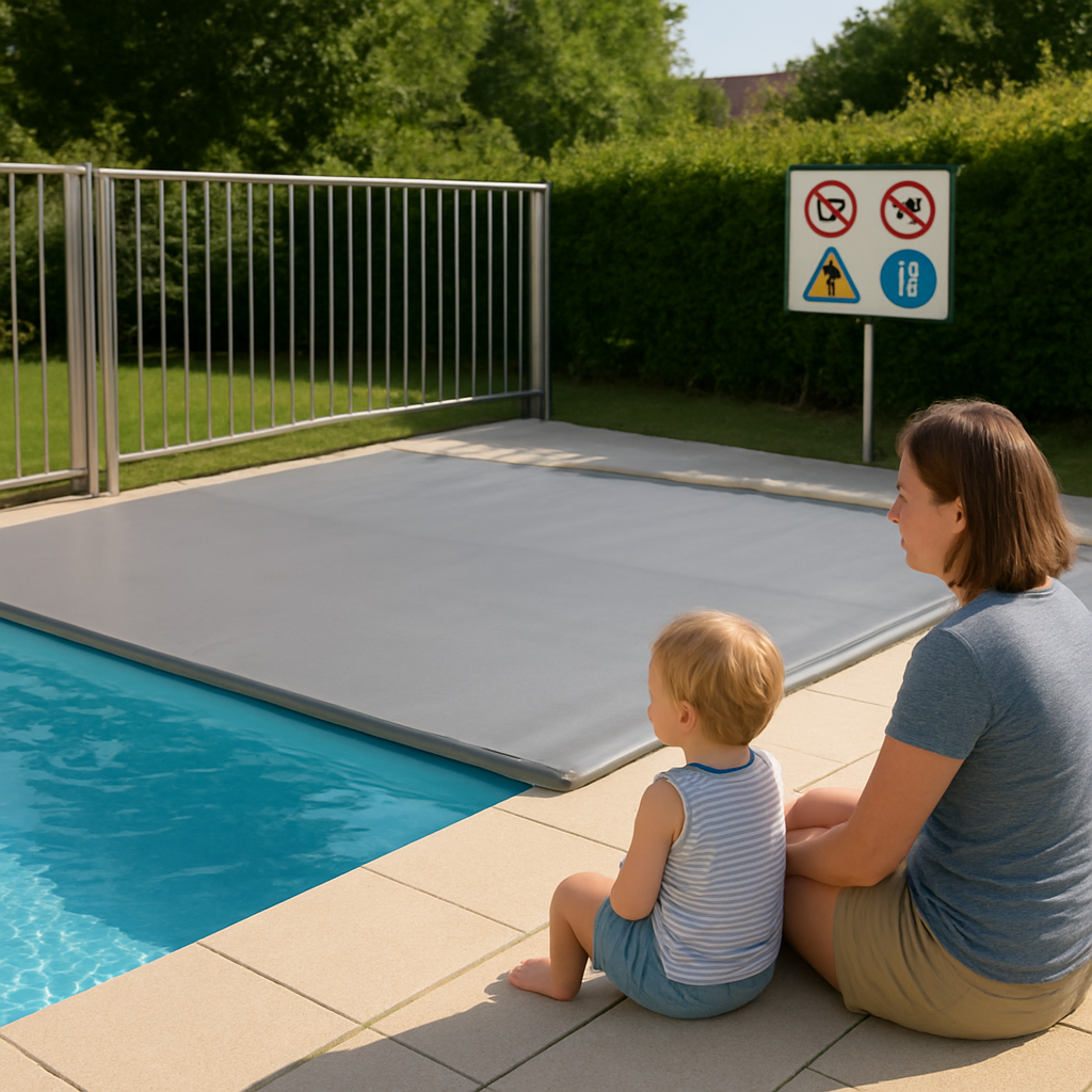 Drei Schutzarten rund um den Gartenpool sichtbar