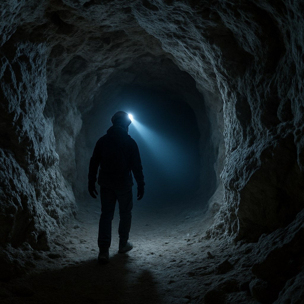 Enge Höhlenpassage mit unsicherer Wegführung