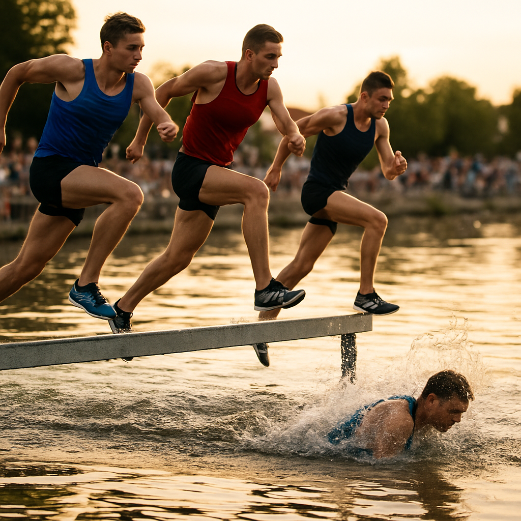 Team läuft, schwimmt und meistert Hindernisparcours