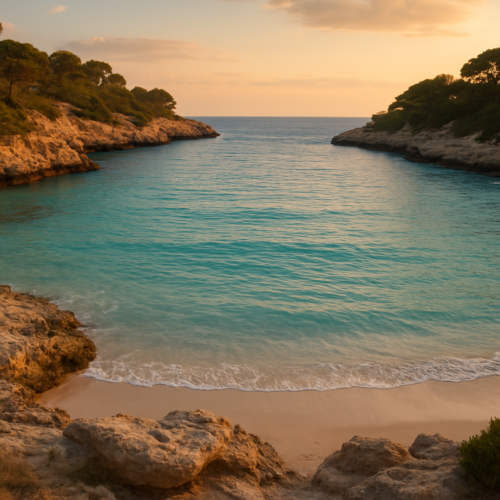 Küstenlandschaft Cala de ses Llisses bei ruhigem Licht