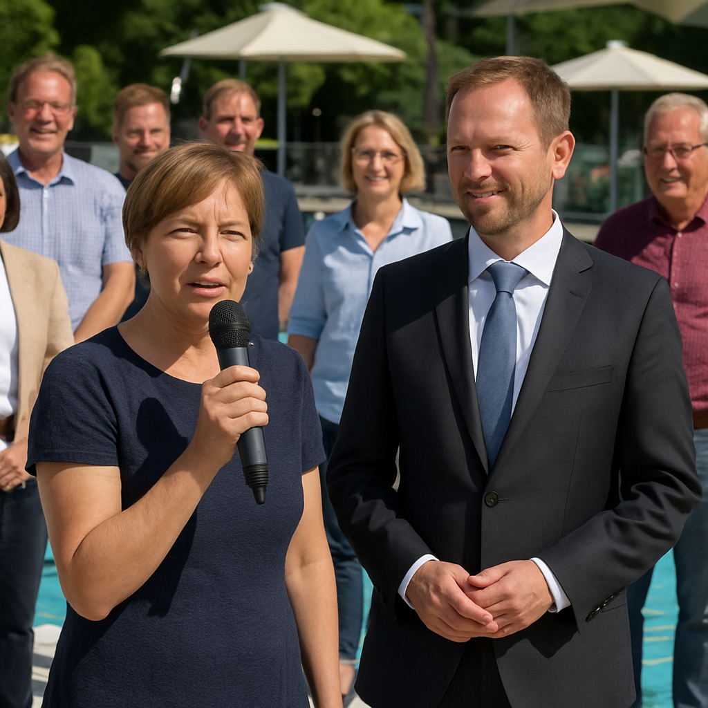 Initiatorin Bauch bei Festrede, Bürgermeister daneben