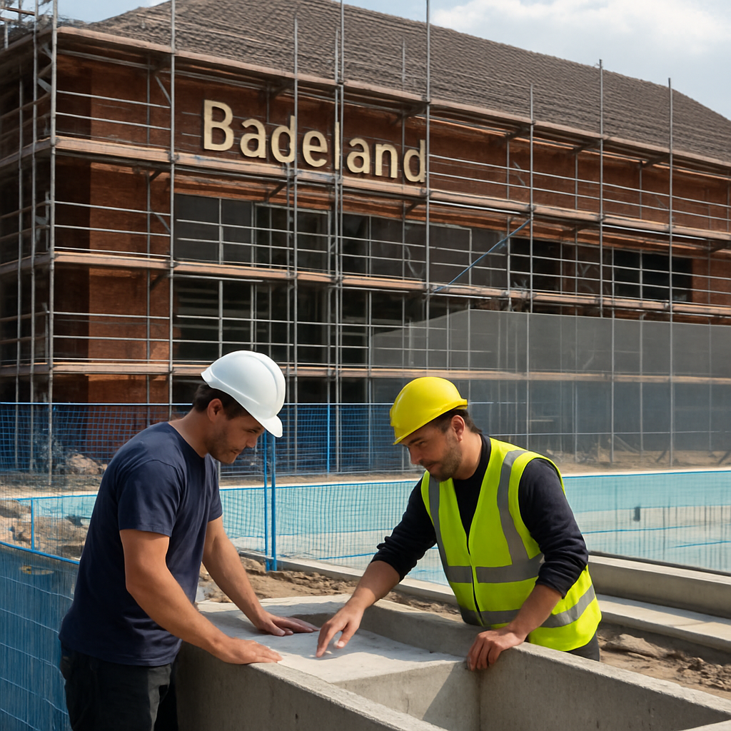 Baustelle am Badeland während Renovierung.