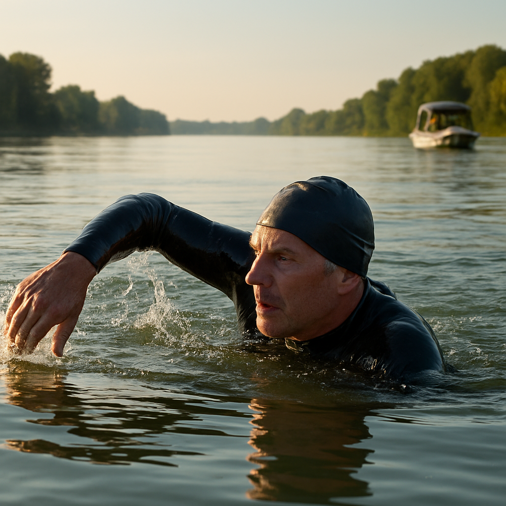 Mathias Alt beim 24-Stunden-Schwimmen im Main