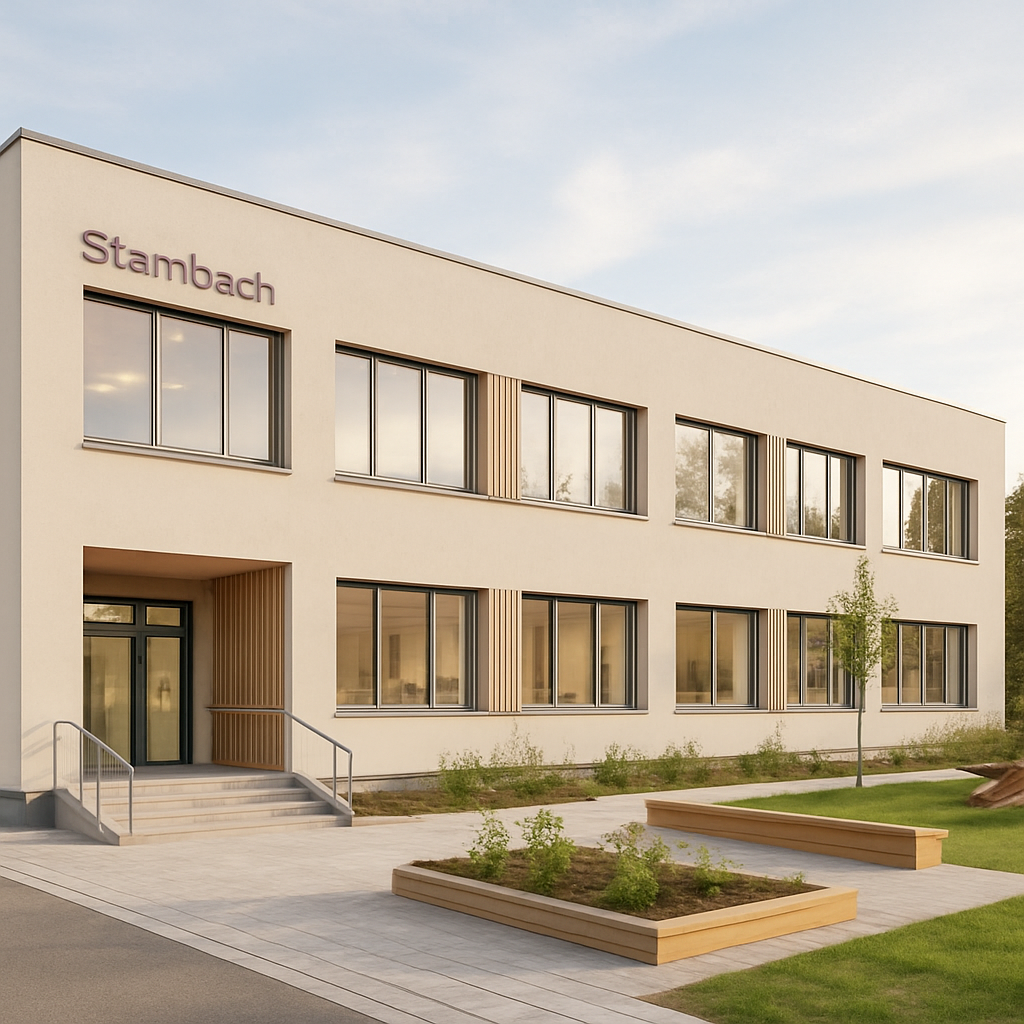 Renovierte Grundschule Stambach im Budgetkonzept