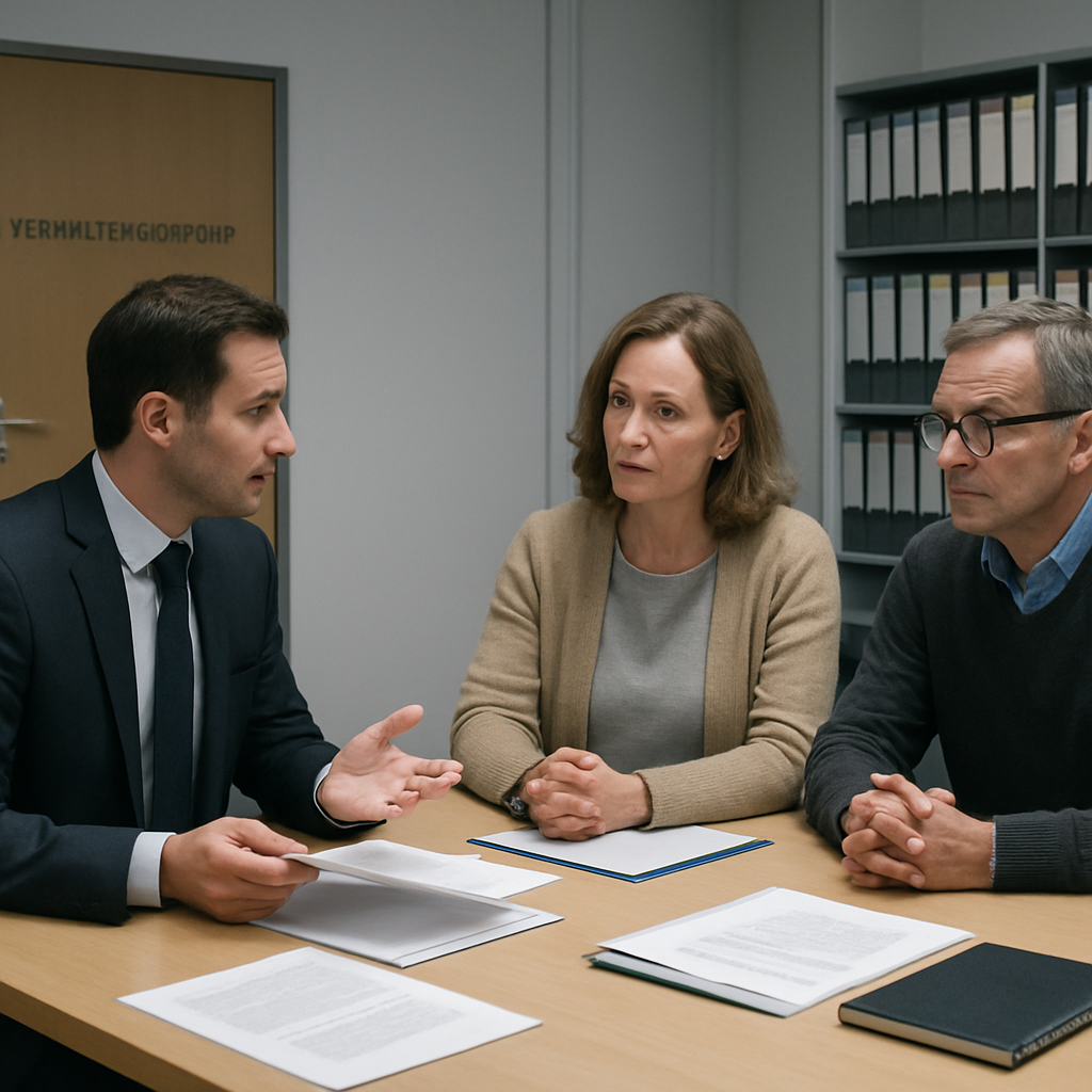 Verhandlungsszene zur Klage gegen die Stadt