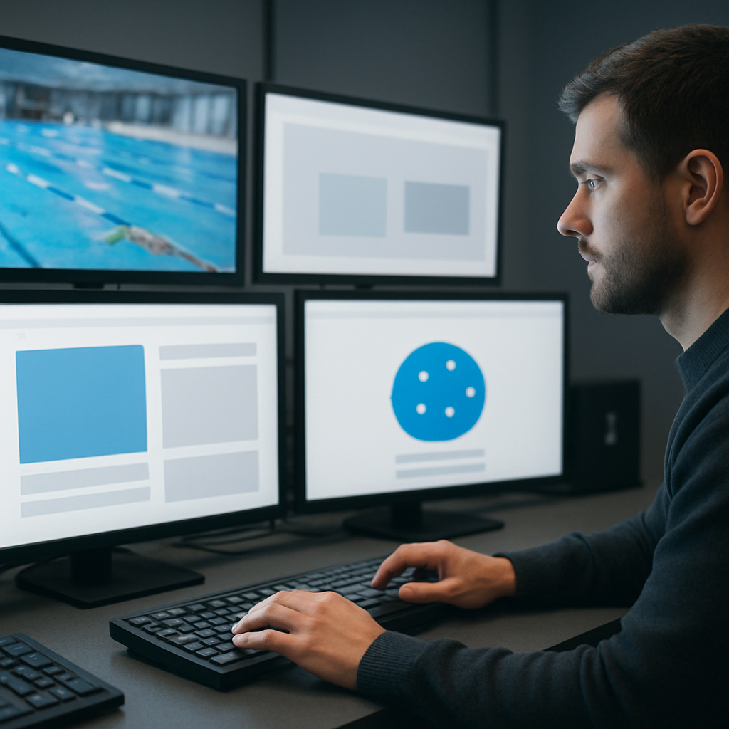 Livestream-Bildschirm mit Bannern und Datenschutzhinweisen