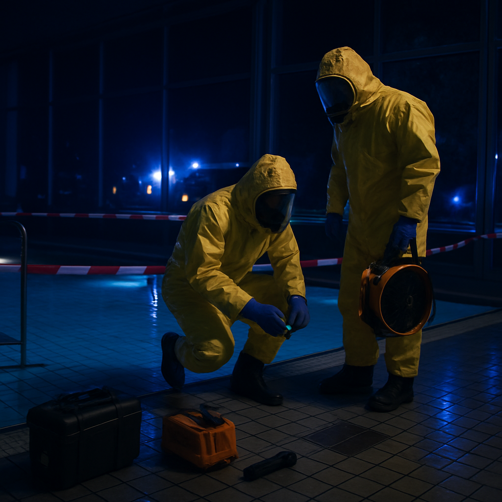 Nächtlicher Gefahrguteinsatz am Schwimmbad Guxhagen