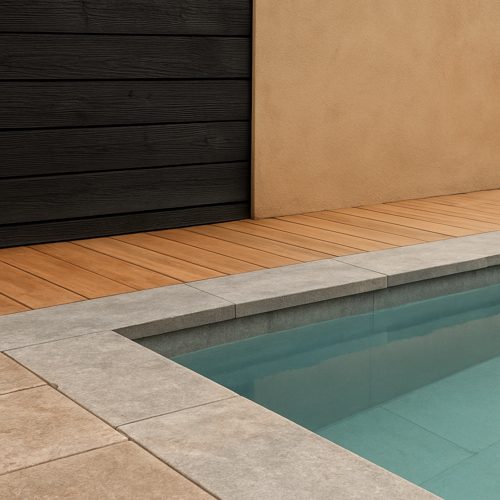 Nahaufnahme der Shou-Sugi-Ban Fassade und Naturmaterialien