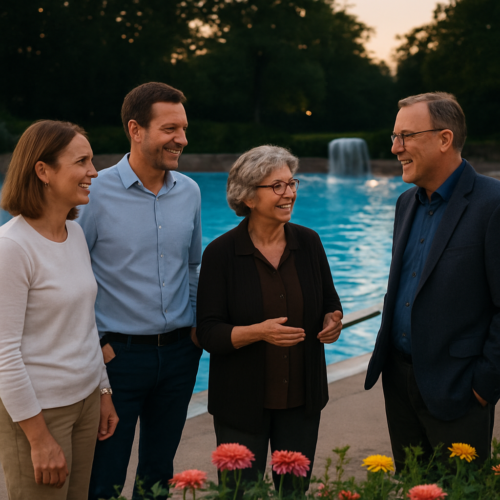 Generationen im Austausch am Poolrand