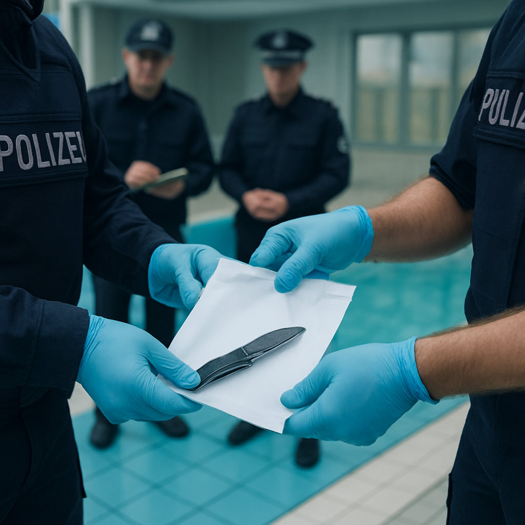 Beweismittel Klappmesser sicher in Beweisbeutel.