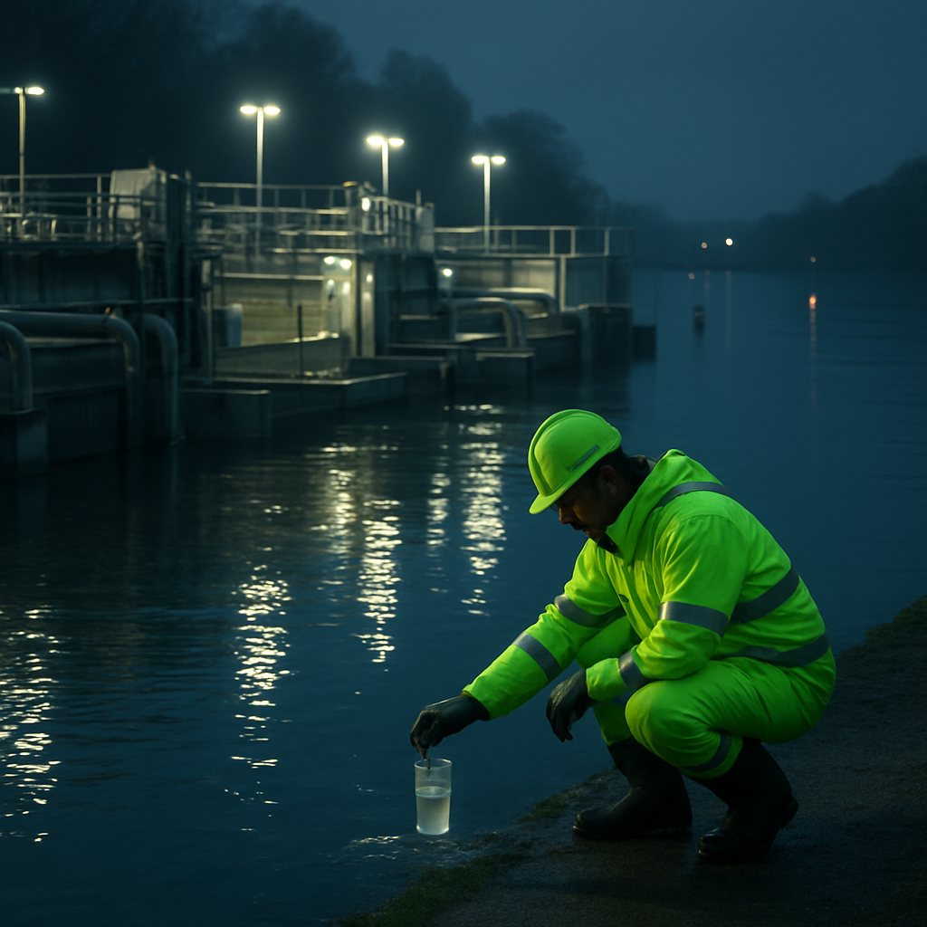 Nacht: Probenentnahme an der Limmat