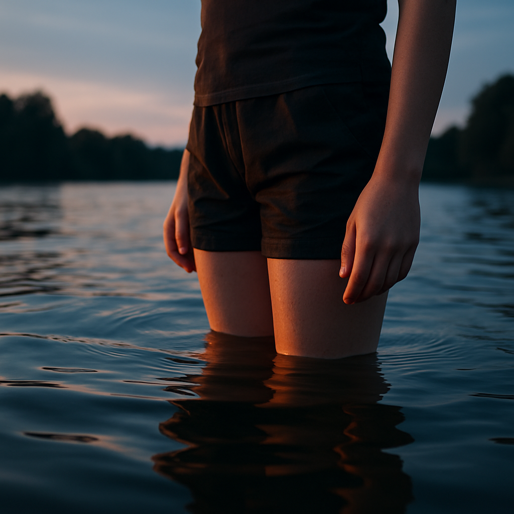 Abenddämmerung am See beim Eintauchen